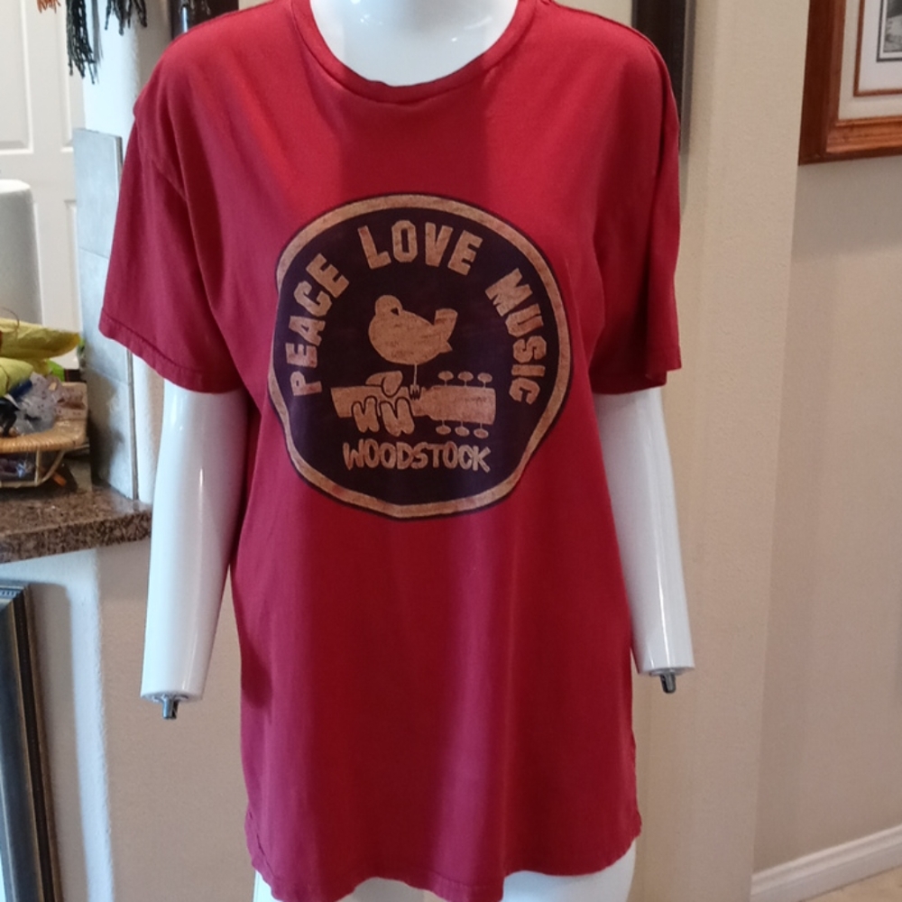 Woodstock Unisex Red Peace Love Music Woodstock T